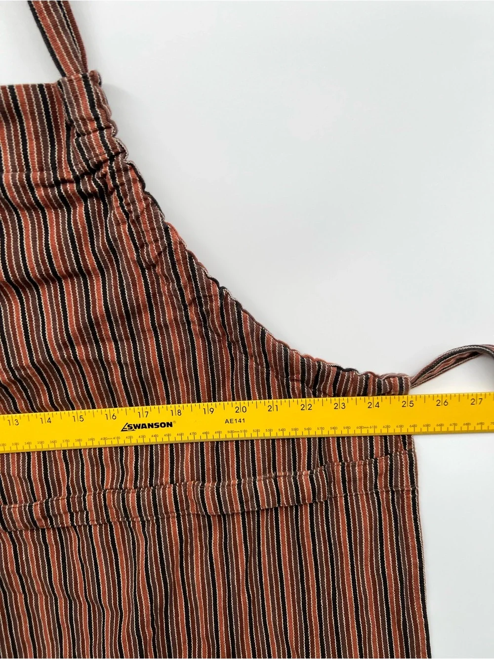 IKEA Apron Rust and Black Narrow-Striped Woven Fabric Panel